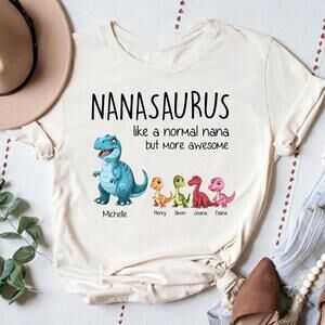 Personalized Nanasaurus T-Shirt Dinosaur Grandma Gift